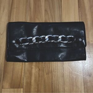 Michael Kors Leather Black Chain Link Clutch Large